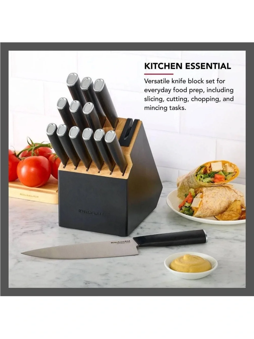 KitchenAid -  14pc 2-Tone Block Knives Set w/ Chef Knife Black NEW IN BOX